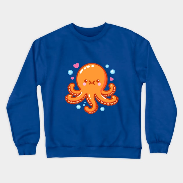 Cute Orange Octopus Crewneck Sweatshirt by Arief Uchiha